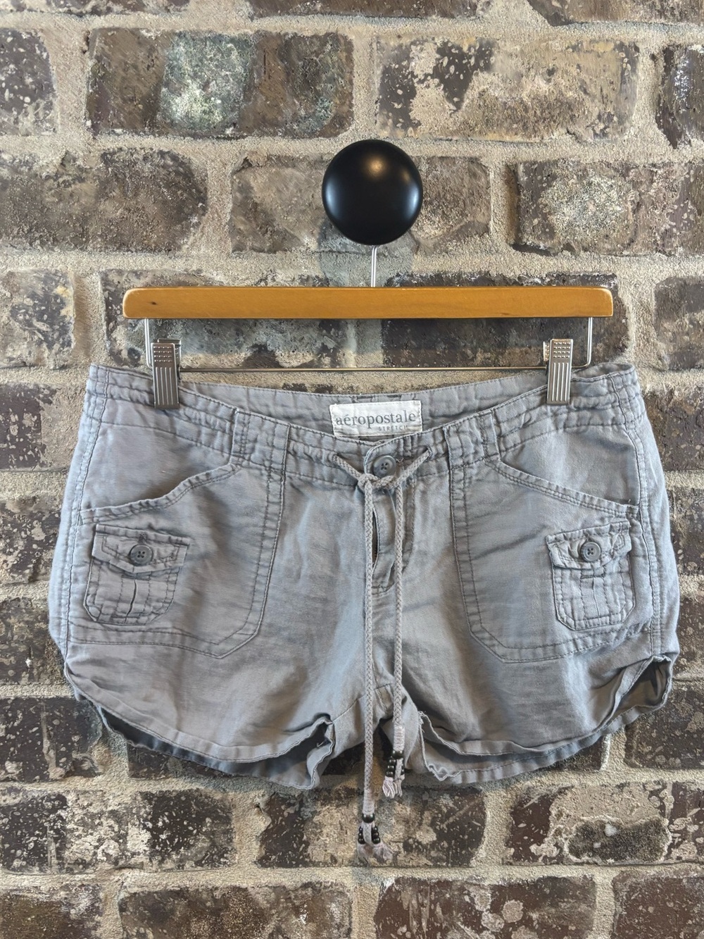 Aeropostale Light Gray Drawstring Utility Shorts Juniors 5/6